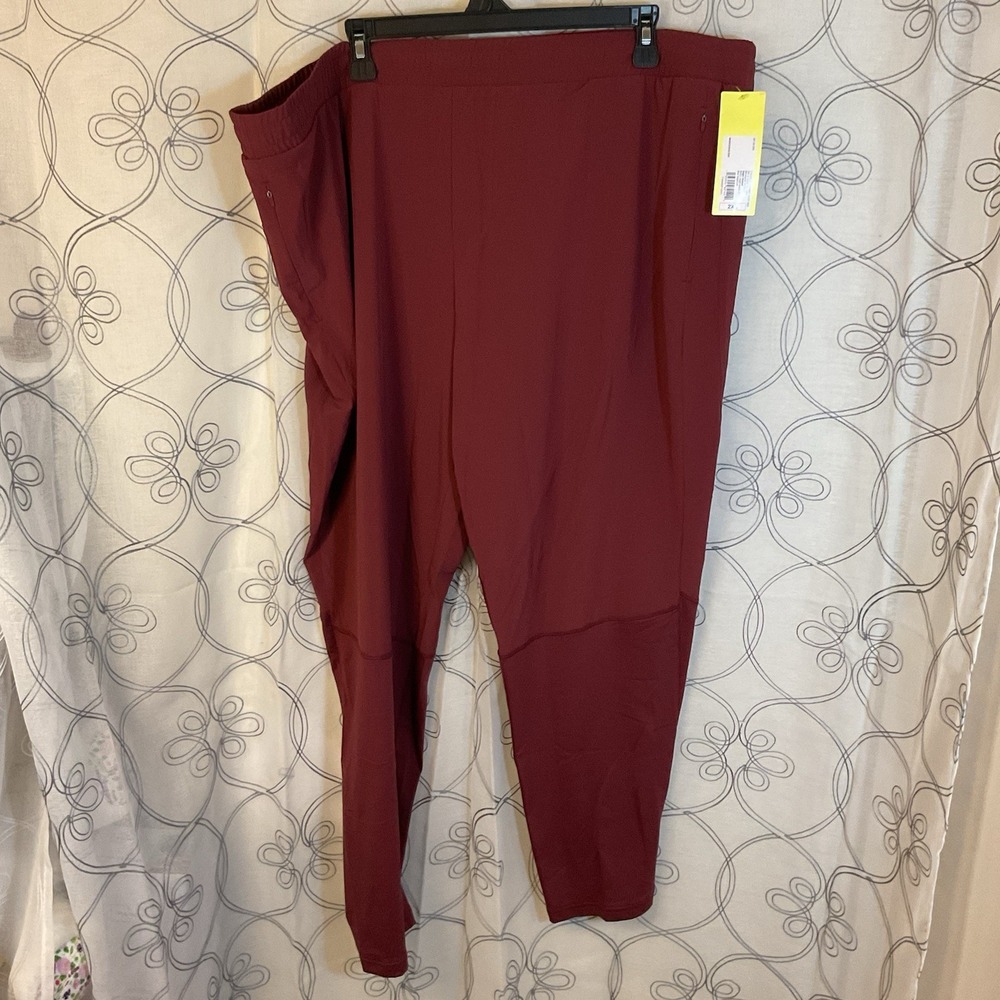 All In‎ Motion Women Lightweight Drawstring Pants Maroon Pockets Size 3XL